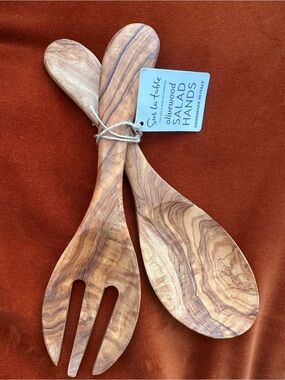 Sur La Table NWT Olivewood Salad Hands Or Servers Italian Made